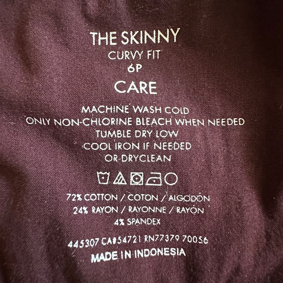 Ann Taylor Women's 6P Burgundy The Skinny Curvy Fit Stretchy Cotton Blend Pants - Picture 12 of 12